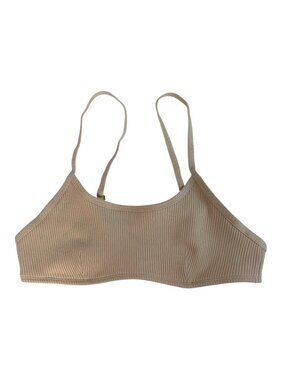 Spell & The Gypsy Beige Ribbed Bralette XL Organic Cotton Adjustable Straps